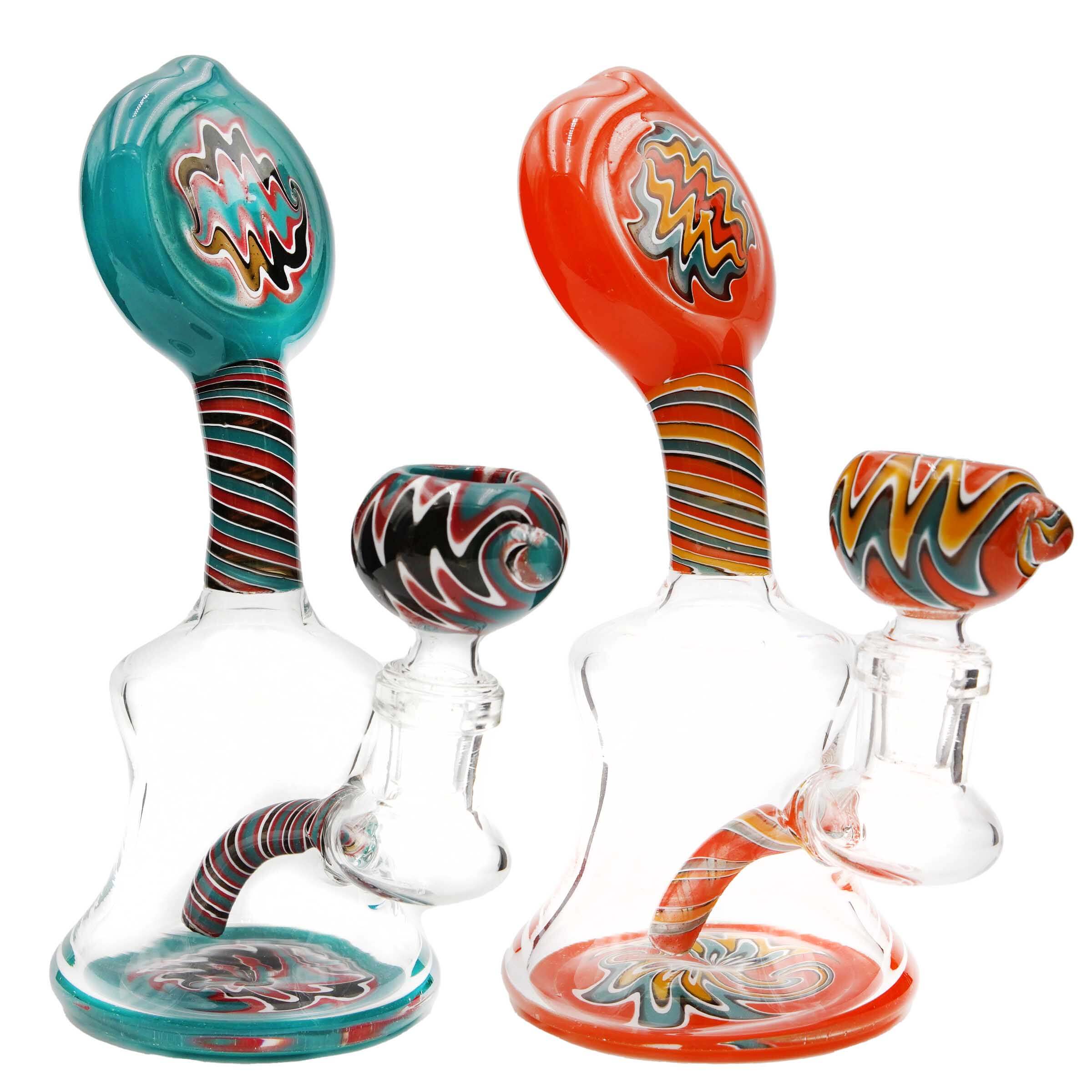 Reverse Artwork Wigwag Design Bell Shaped Waterpipe (SB-3476) | 7 inch | Assorted Colors product image